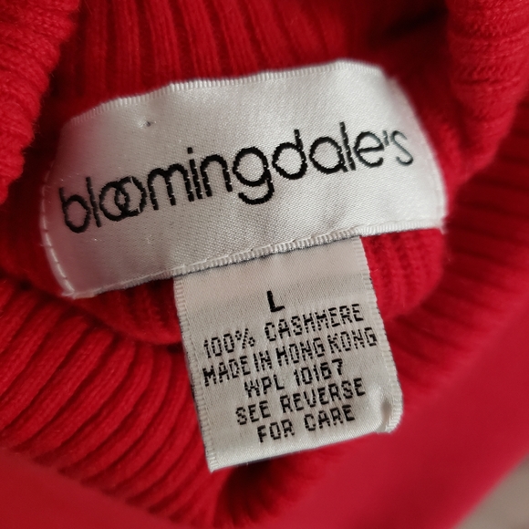 Bloomingdale's red rib knit sleeveless cashmere turtleneck sweater Women… - Picture 6 of 6